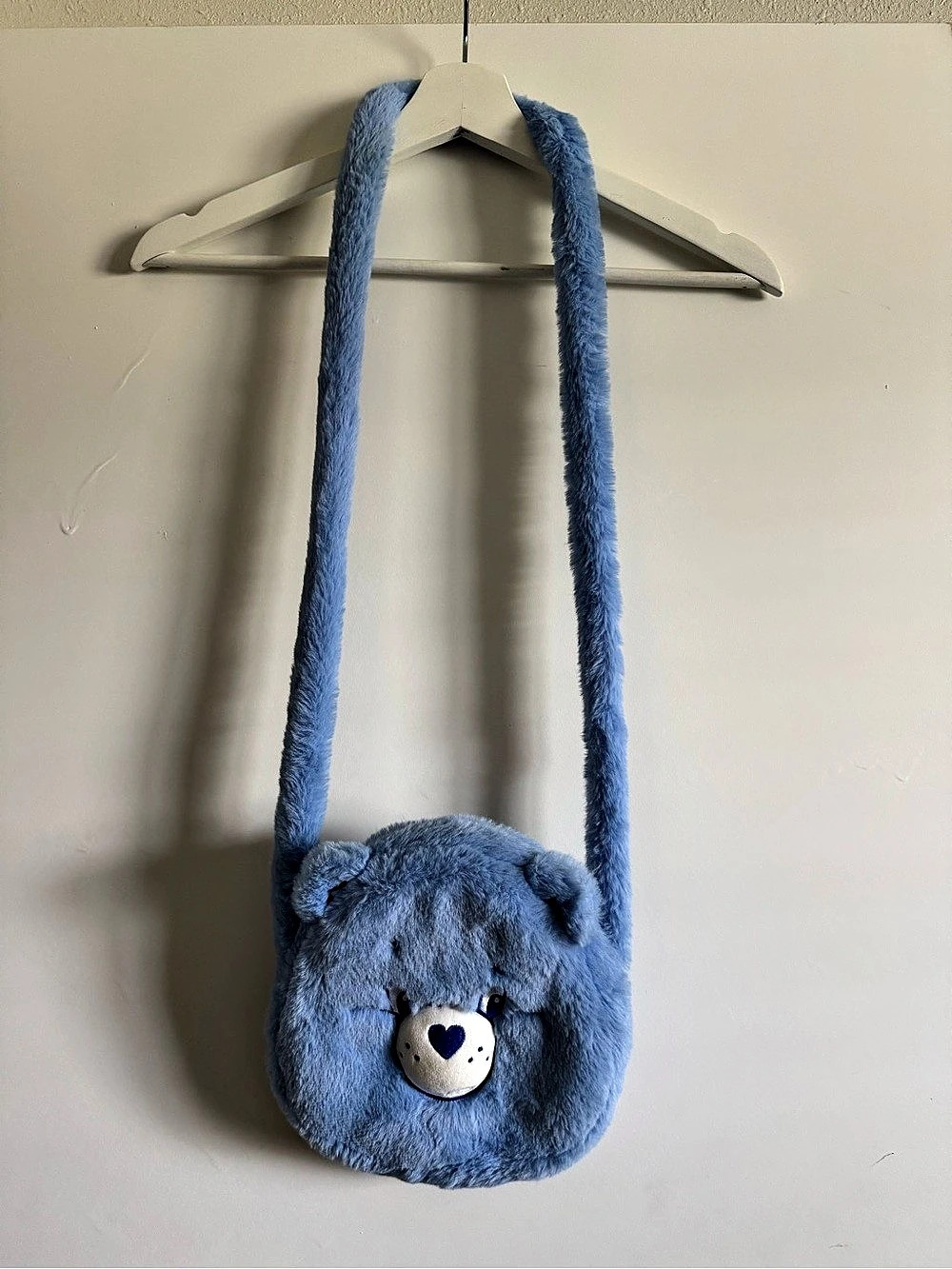 Care Bears Grumpy Bear Fuzzy Crossbody Bag Blue